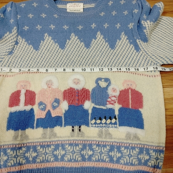 Susan Bristol Vintage Hand Embroidered Wool Shetland Winter Sweater 38 - Picture 3 of 12